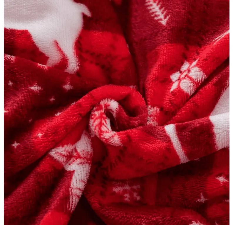 Set lenjerie cocolino VELVET CHRISTMAS rosu + cearsaf Cocolino microplus cu elastic SOFT 90x200 cm alb, pat single