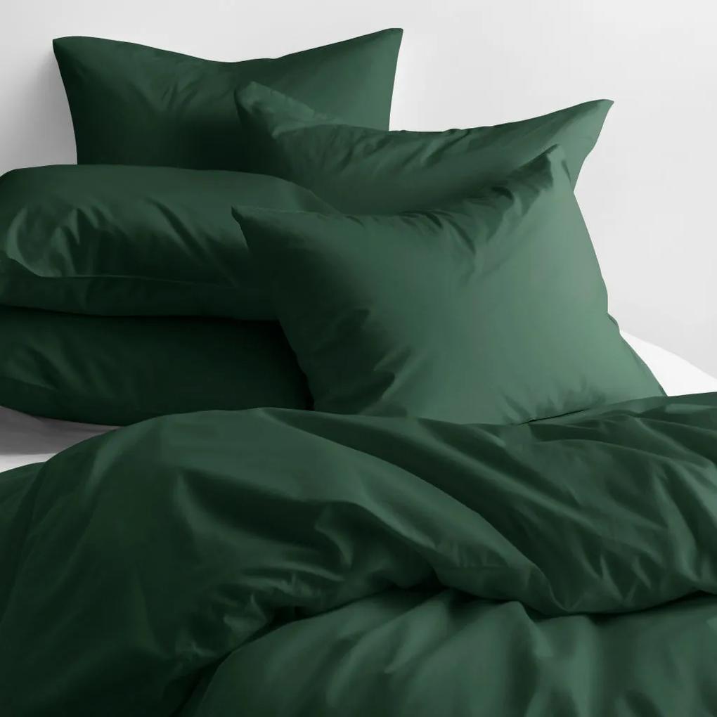 Goldea lenjerie de pat din 100% bumbac - verde închis 140 x 200 și 50 x 70 cm