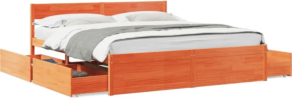 vidaXL Cadru de pat fără saltea, maro ceruit 200x200 cm lemn masiv pin