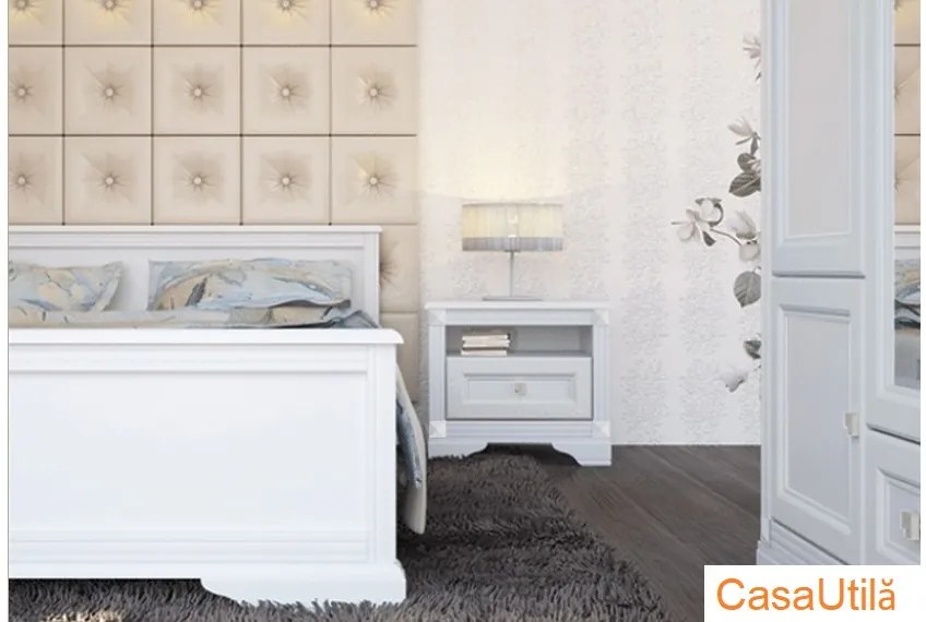 Dormitor Kleo cu Dulap 4 Usi MDF Alb
