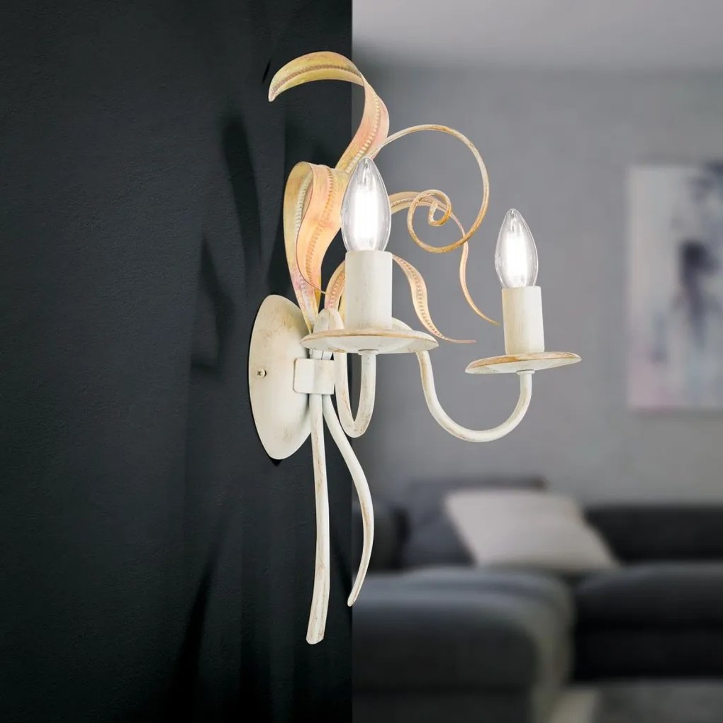 Aplica de perete design rustic cu 2 brate Tuna WA 2-1130/2 Elfenbein OR