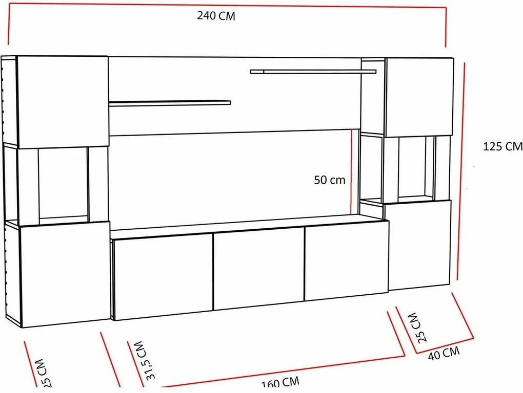 Perete TV Lore White and Teak