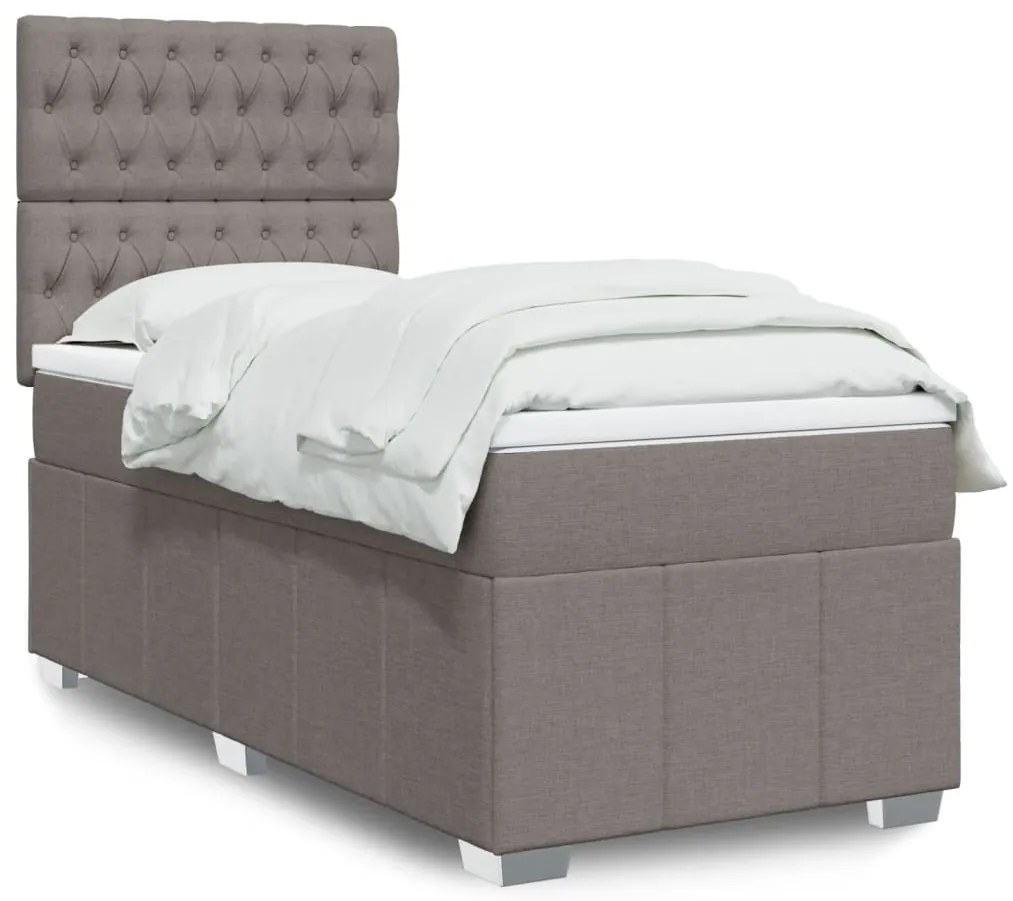 vidaXL Pat box spring cu saltea, gri taupe, 80x200 cm, textil