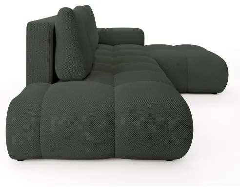 Canapea colțar extensibilă ALMADA, tapițată, cu spațiu de depozitare, în L, dreapta, antracit