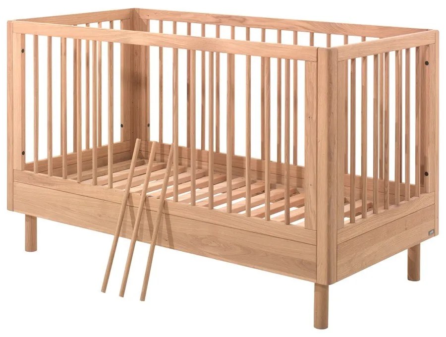 Pătuț în culoare naturală din lemn de stejar 70x140 cm Forrest – Vipack