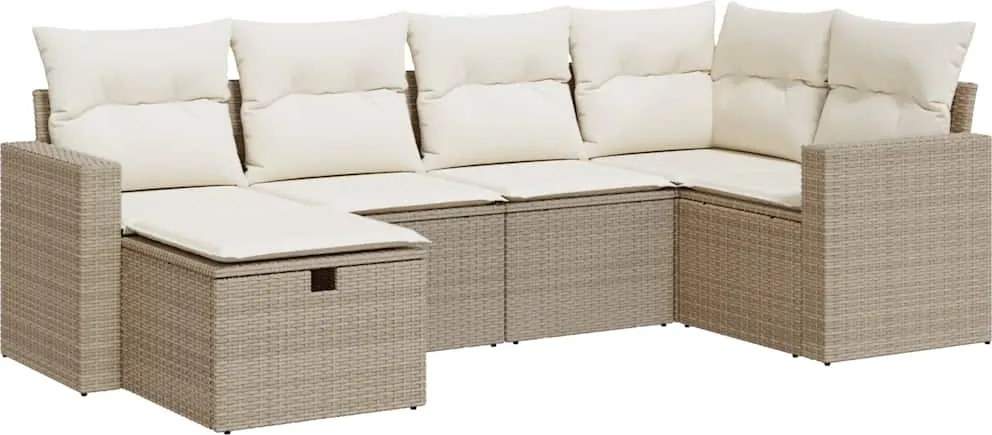 vidaXL Set canapele de grădină cu perne, 6 piese, bej, poliratan