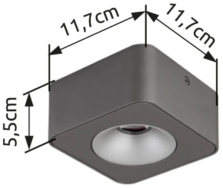 Spot LED aplicat aluminiu gri HANGARAU 1