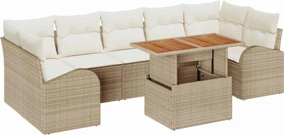 vidaXL Set de canapele pentru grădină 8 pcs Bej Rattan poli