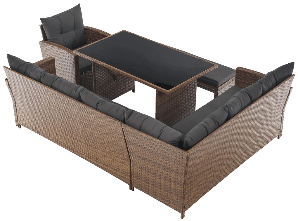 Set mobilier de grădină Senala (gri maro + maro deschis) (pentru 8 persoane). 1116496