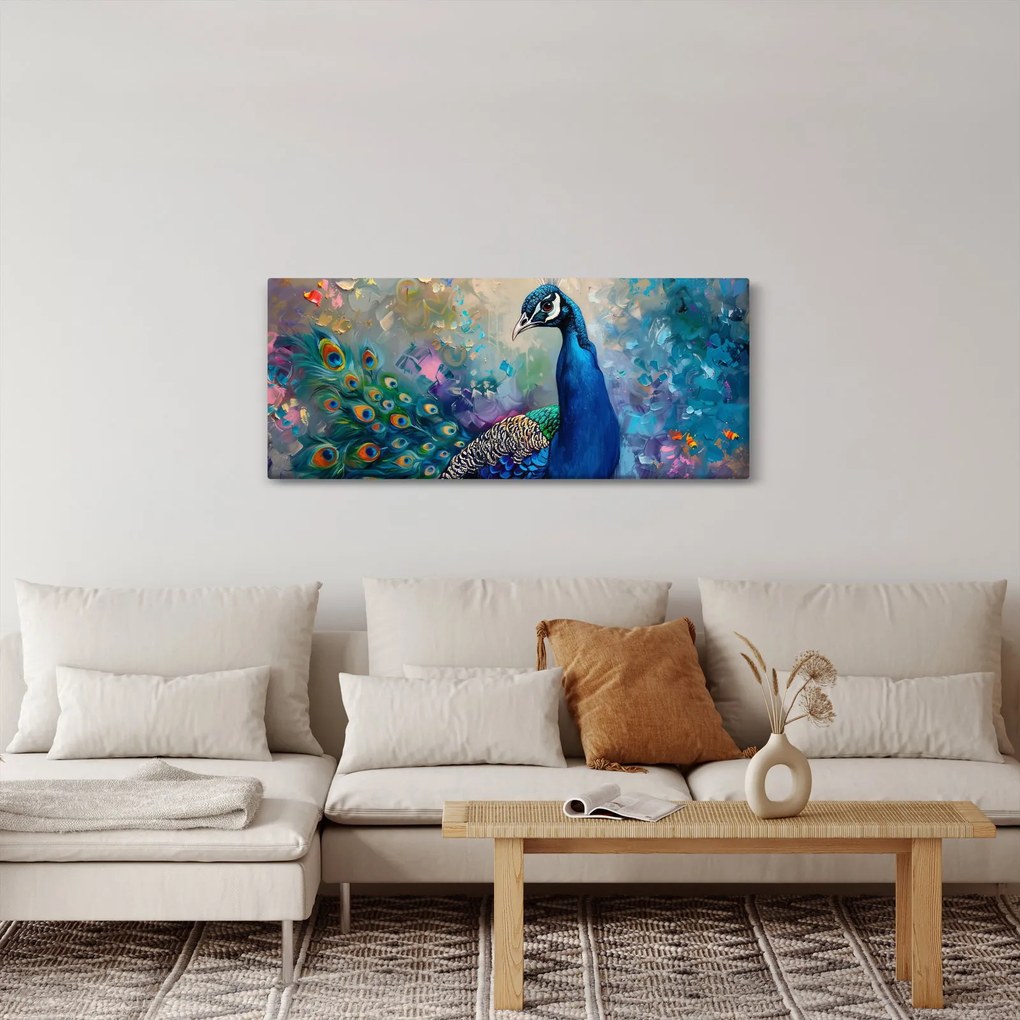 Tablou - Pictura de un păun (120x50 cm)
