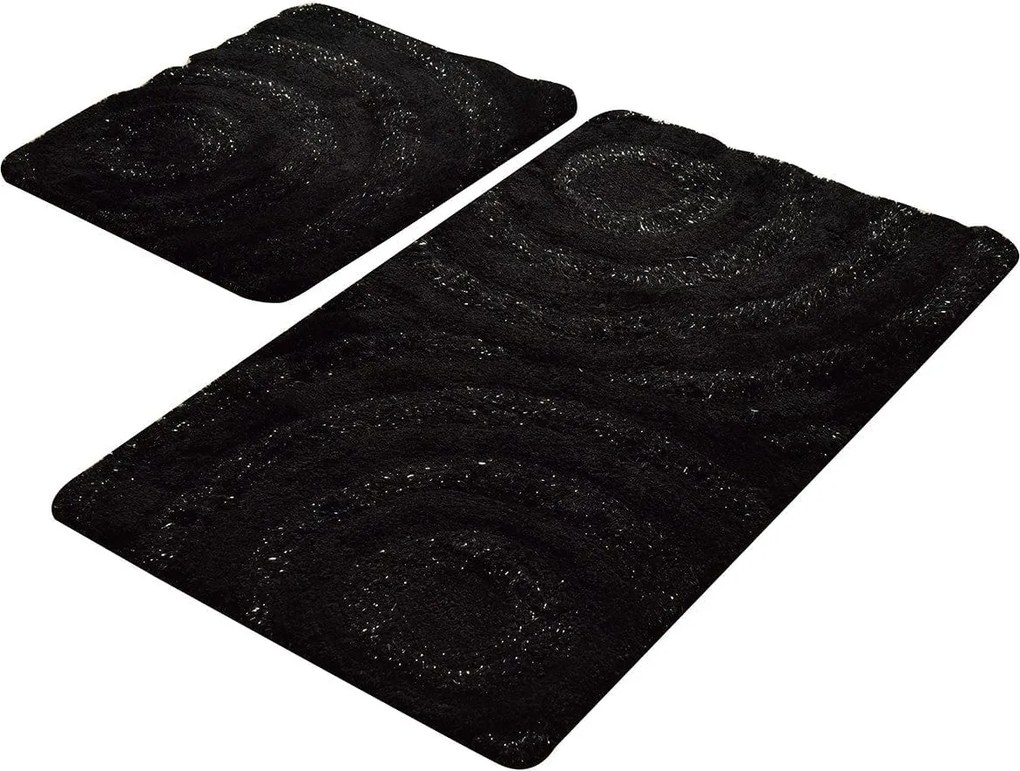 Set 2 covorase baie WAVE, forma dreptunghiulara, acril, negru
