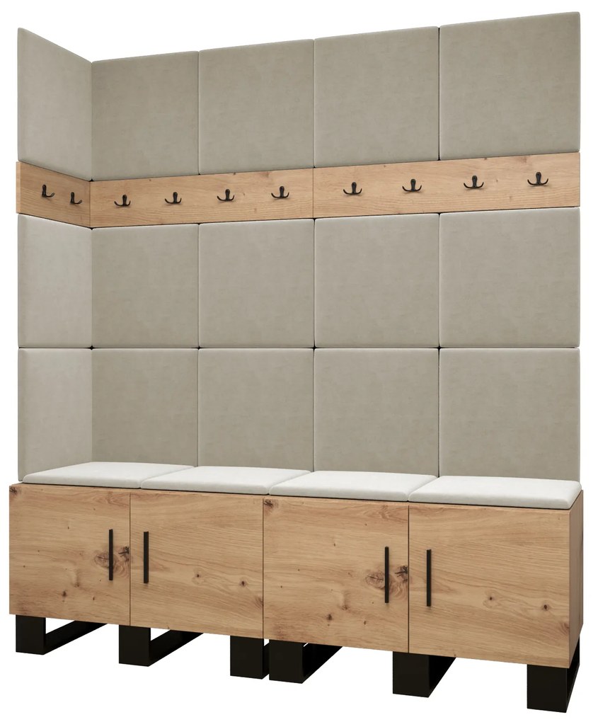 Set mobilier pentru hol Amanda 12 (Stejar artisan + bej). 1085956