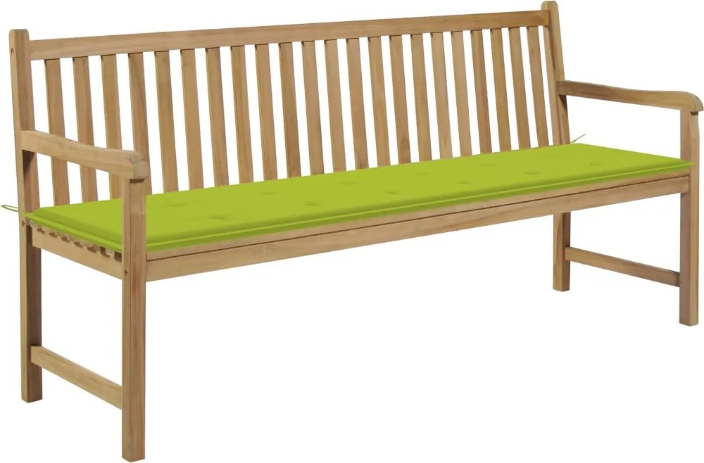 vidaXL Bancă de grădină, pernă verde aprins, 175 cm, lemn masiv de tec