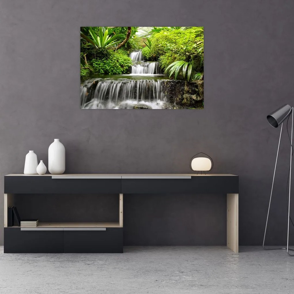 Tablou - Cascadă în pădurea tropicală (90x60 cm)