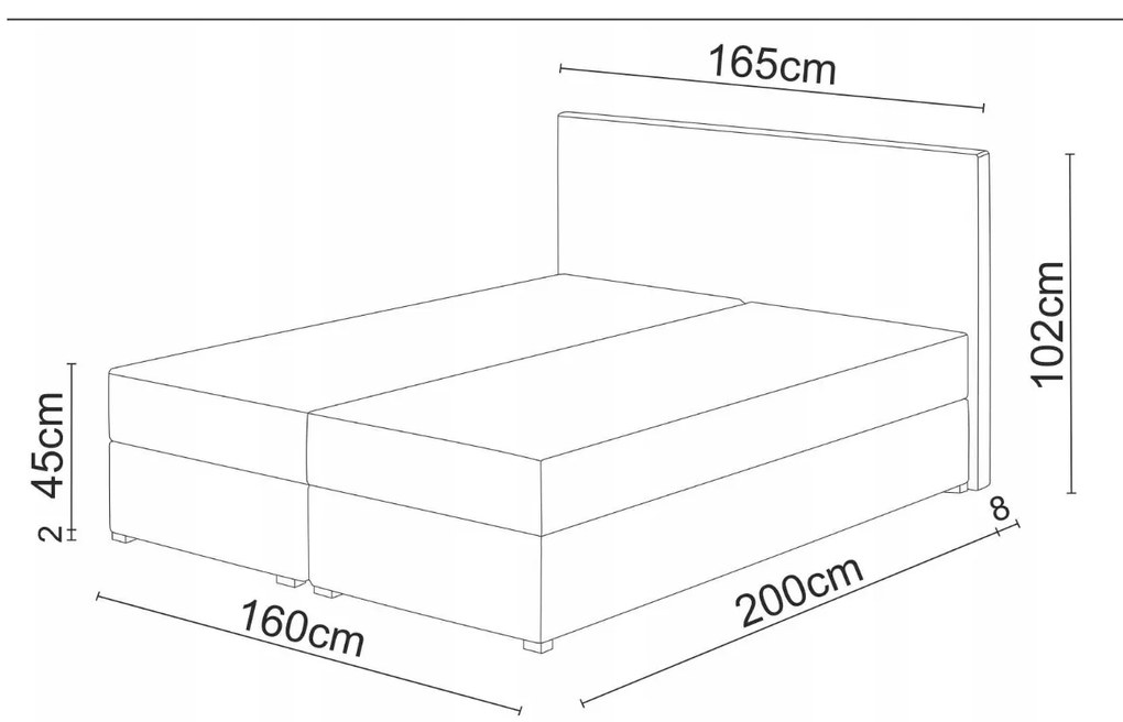 Pat matrimonial Boxspring 160 cm Lilac (motiv + alb) ( cu saltea și sp. depozitare). 1046657