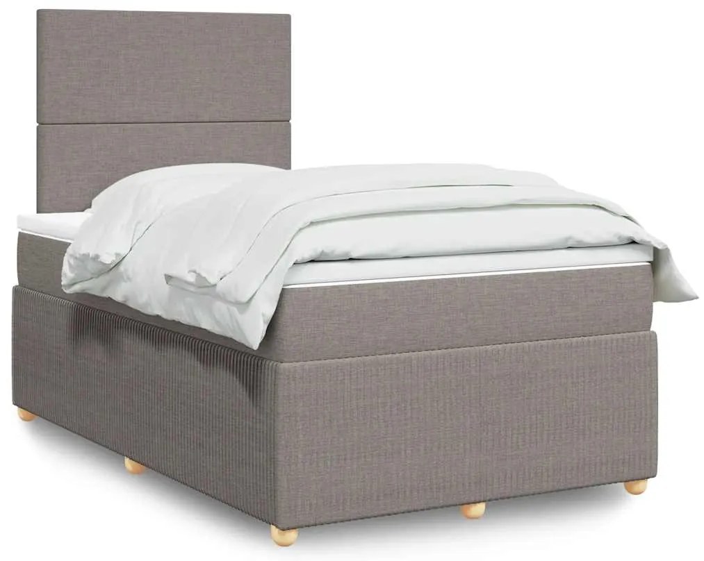 vidaXL Pat box spring cu saltea, gri taupe, 120x200 cm, textil