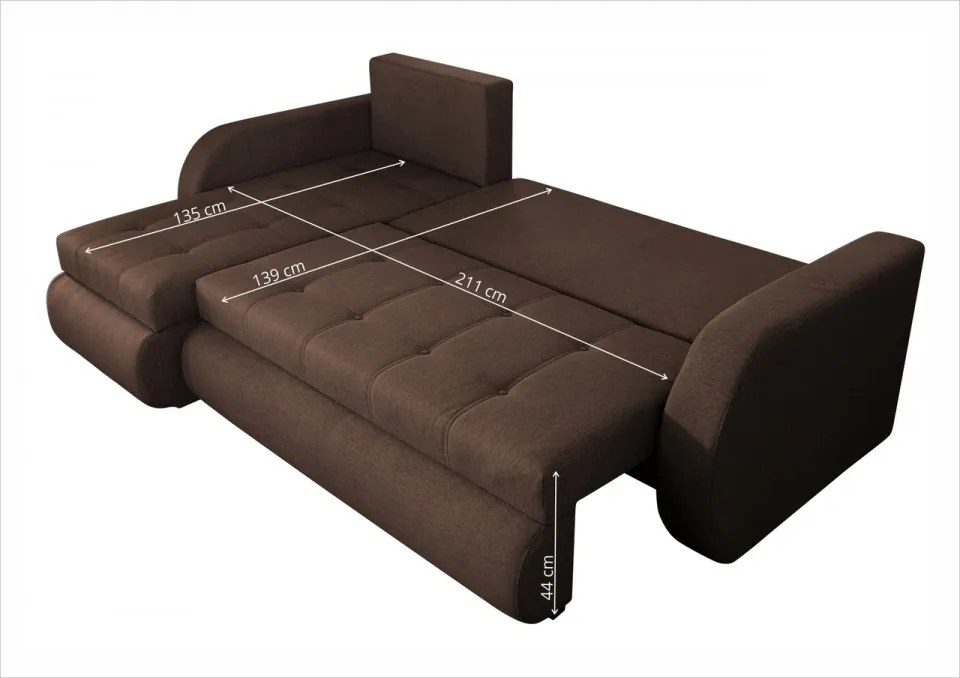 Coltar extensibil reversibil Genoa Chocolate 243x141x81 cm cu lada de depozitare
