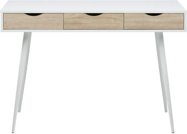 Birou Casson, lemn/metal, alb/maro, 77,1 x 110 x 50 cm