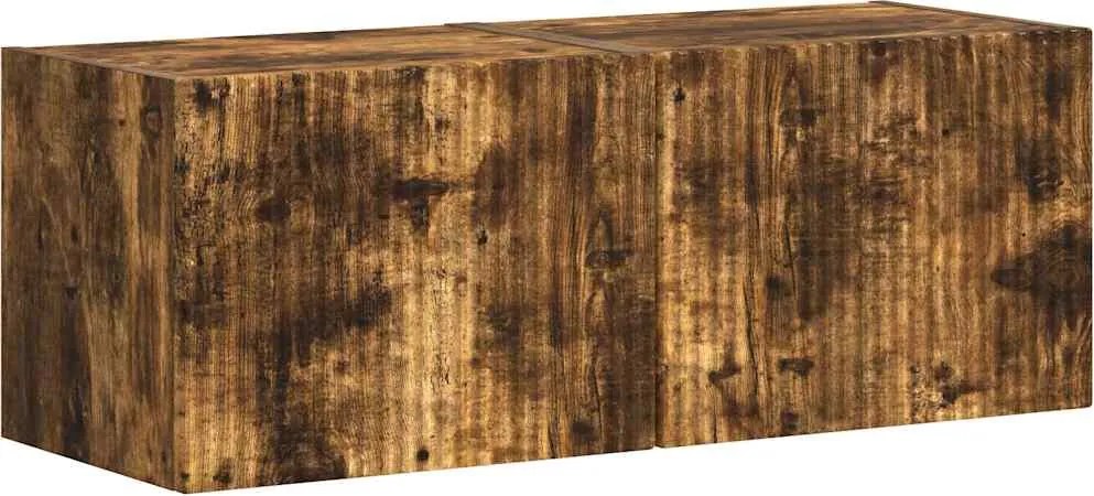 vidaXL Dulap TV de perete 2 pcs Stejar fumuriu 60 x 31 x 29.5 cm