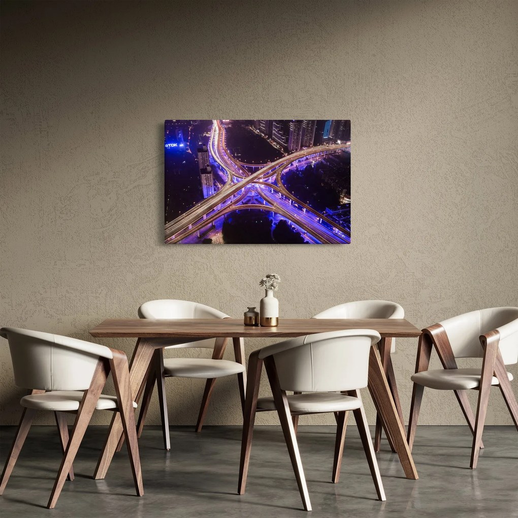 Tablou cu o interesecție mare noapte (90x60 cm)