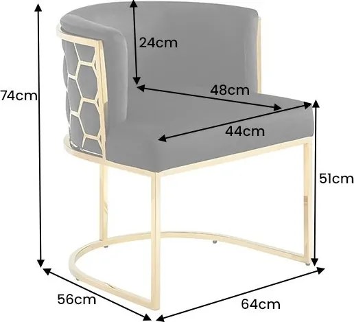 Scaun ELEGANCE catifea neagra, otel inoxidabil auriu