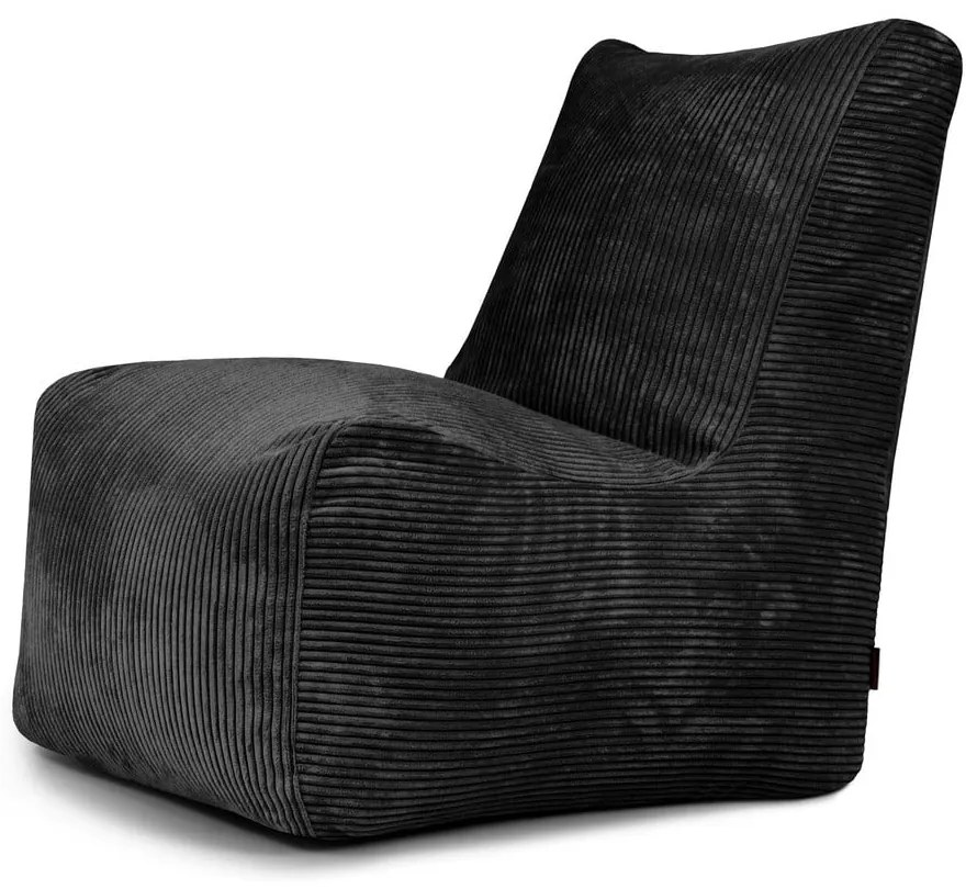 Fotoliu bean bag negru cu tapițerie din catifea reiată Seat Lounge – SLOWDOWN