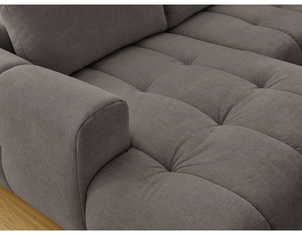 Colțar taupe extensibil/cu spațiu de depozitare (cu colț pe partea dreaptă/în formă de "U") Fuji – Bobochic Paris