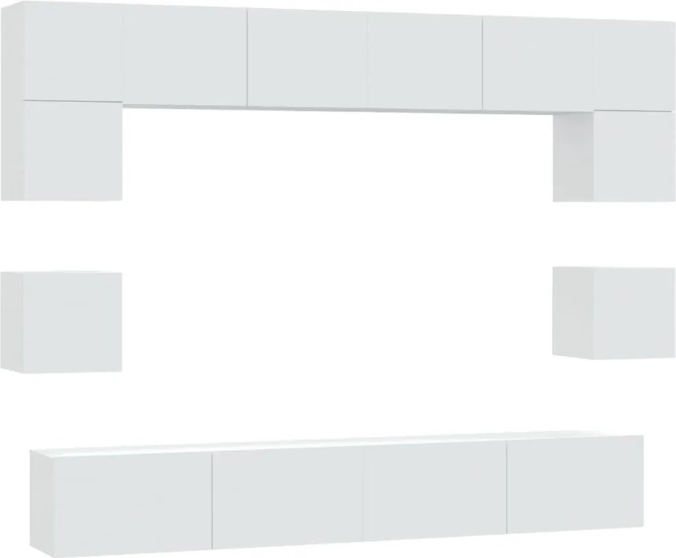 vidaXL Set dulap TV, 8 piese, alb, lemn prelucrat