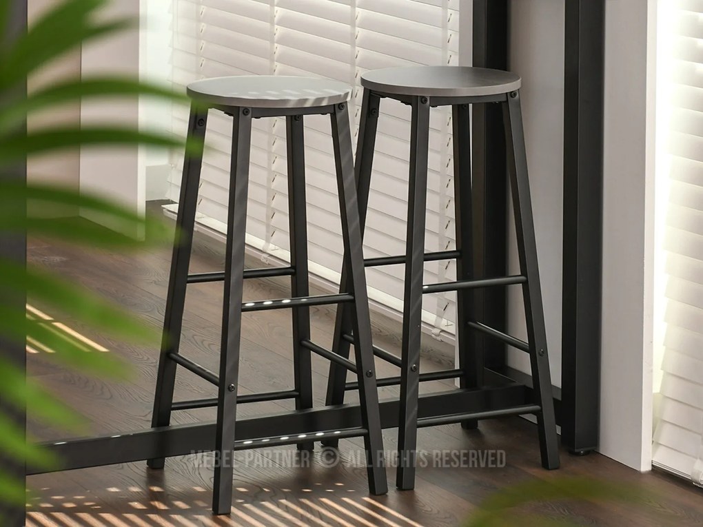 Set masă scaune pentru sufragerie Remma (beton + negru) (pentru 2 persoane). Promo -11%. 1111872