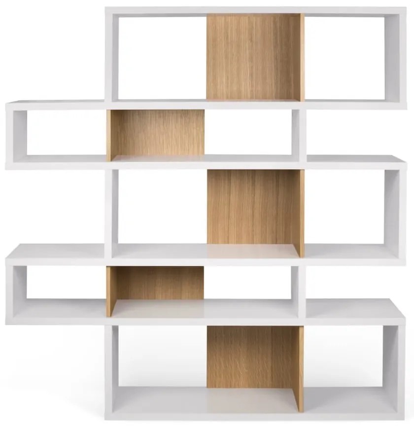 Bibliotecă TemaHome London 002, alb - cu aspect de lemn de stejar