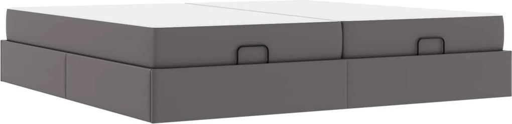 vidaXL Cadru de pat cu saltea cu saltea 2 pcs Gri PVC