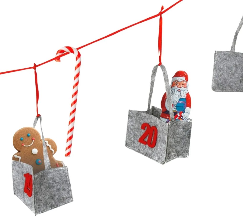 Calendar advent atarnat BAGLANDER 5 m, gri