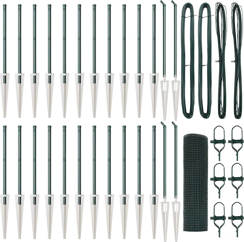vidaXL Stâlp de gard. Verde 50 x 0,4 m (mesh de 19 x 19 mm)