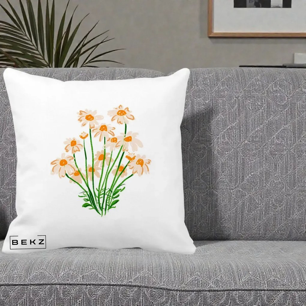 Perna Decorativa Margarete Camp, 40x40 cm, Alba Mata, Husa Detasabila, Perna Inclusa, BEKZ®