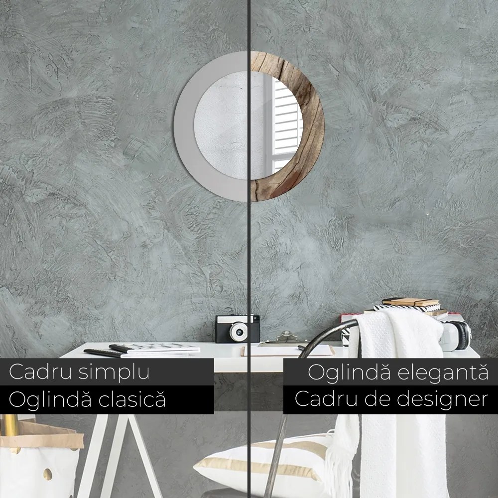 Oglinda rotunda cu rama imprimata Lemn crăpat fi 50 cm