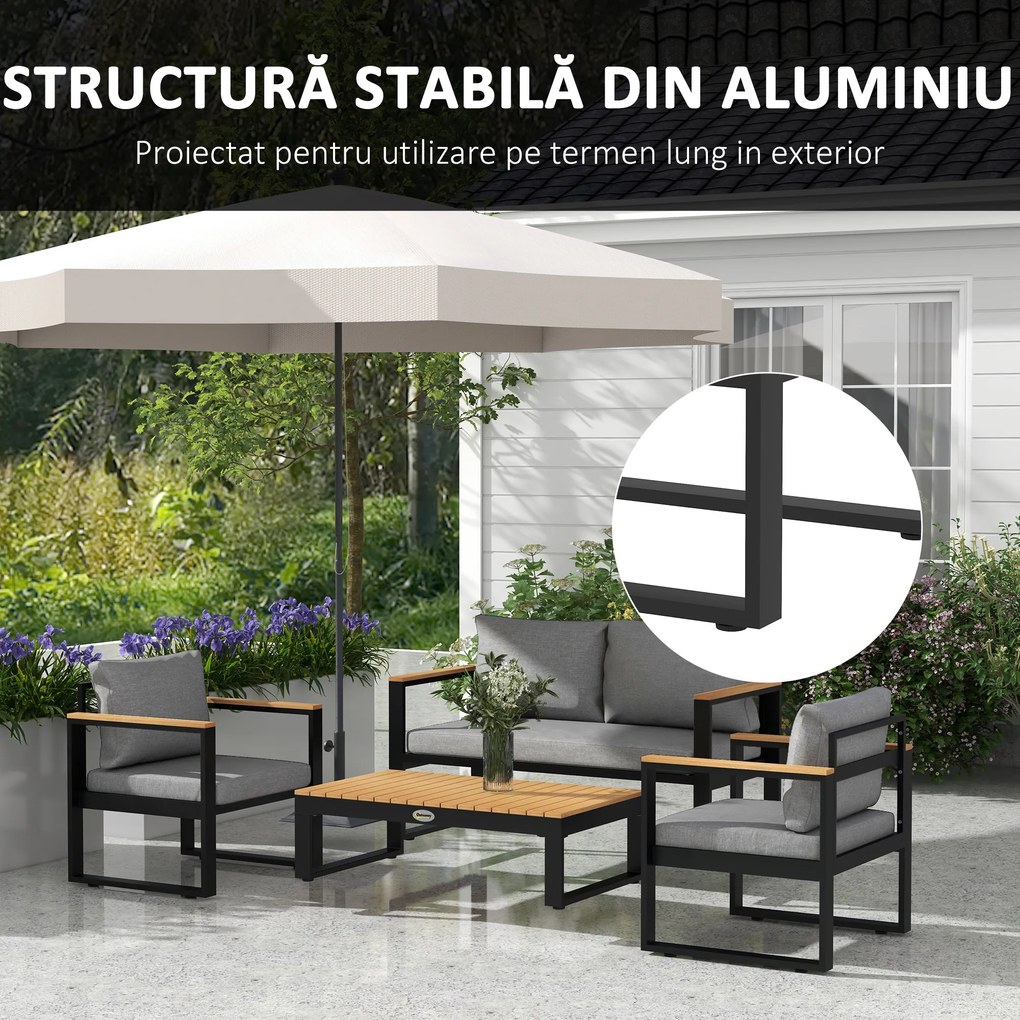 Outsunny Set din 4 piese de mobilier pentru gradina cu canapea pe | Aosom Romania