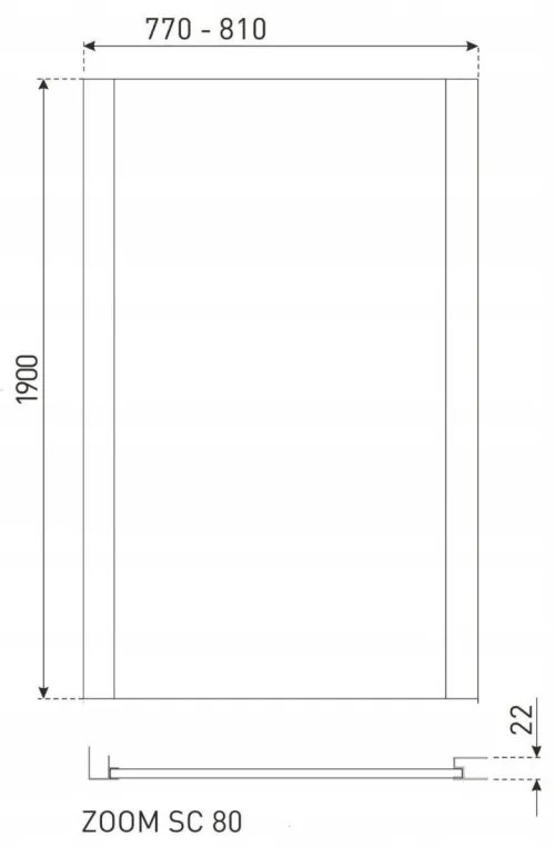 ZOOM 100x80TR cabină de duș dreptunghiulară fără tavă de duș