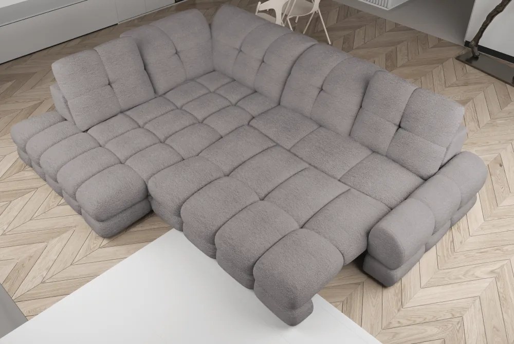 Set canapea extensibilă cu funcţie de extensie electrică, bej-gri Taupe, pe stânga, TOLLO L ROH