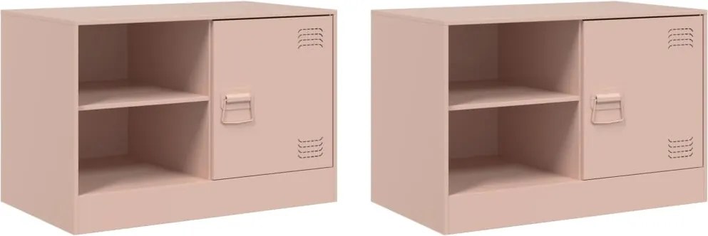 vidaXL Dulapuri TV 2 buc Roz 67x39x44 cm Otel