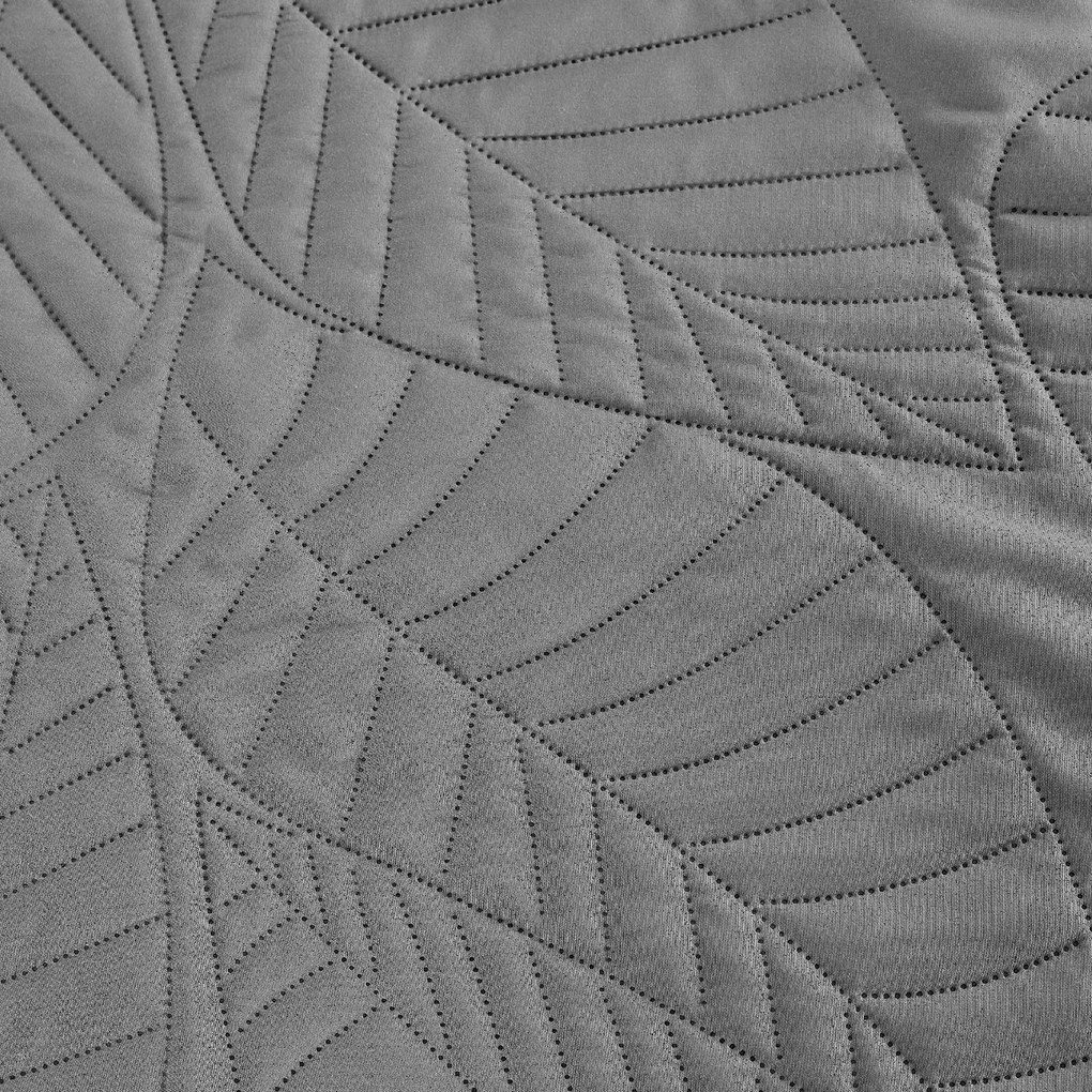 Cuvertura gri pentru pat cu model LEAVES Dimensiune: 200 x 220 cm