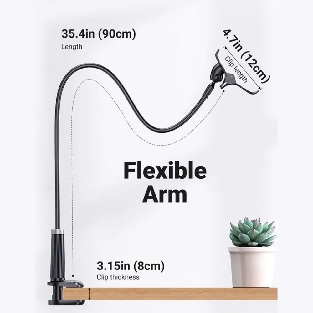 Suport de telefon brat flexibil de 90cm, fixare cu clips,negru UGREEN