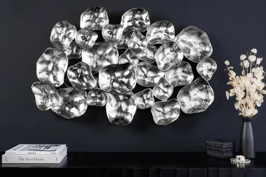 Decoratiune perete design modern VARIATION 100cm, argintiu