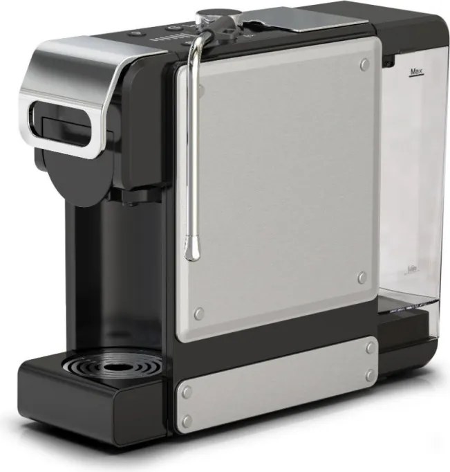 La mâna a doua: Espressor cafea macinata si capsule 8in1 Oliver Voltz OV51171N8M, 1450W, 1 L, 5 adaptoare, 19 bar, Negru/Argintiu