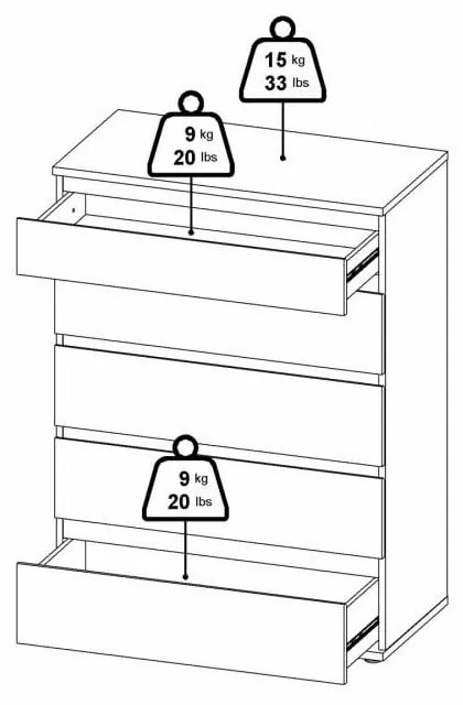 Comodă albă înaltă 77x107 cm Nova – Tvilum