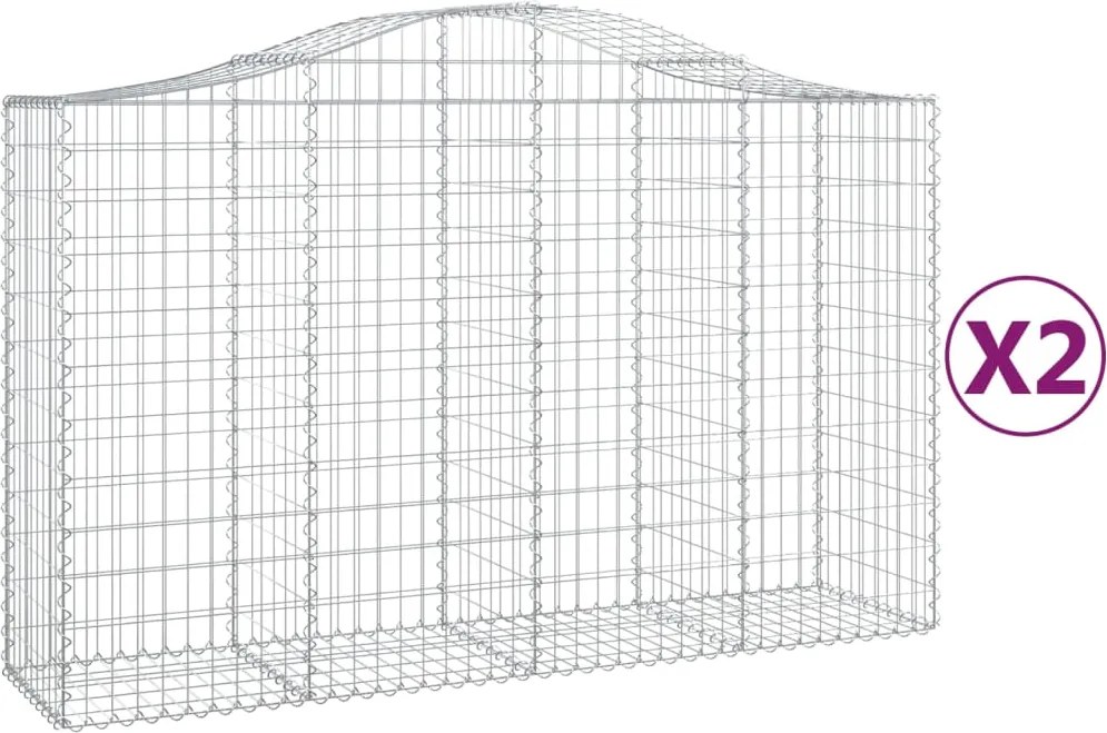 vidaXL Coșuri gabion arcuite 2 buc, 200x50x120/140 cm, fier galvanizat
