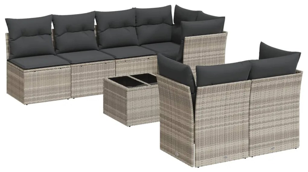 3249141 vidaXL Set mobilier de grădină cu perne, 8 piese gri deschis poliratan