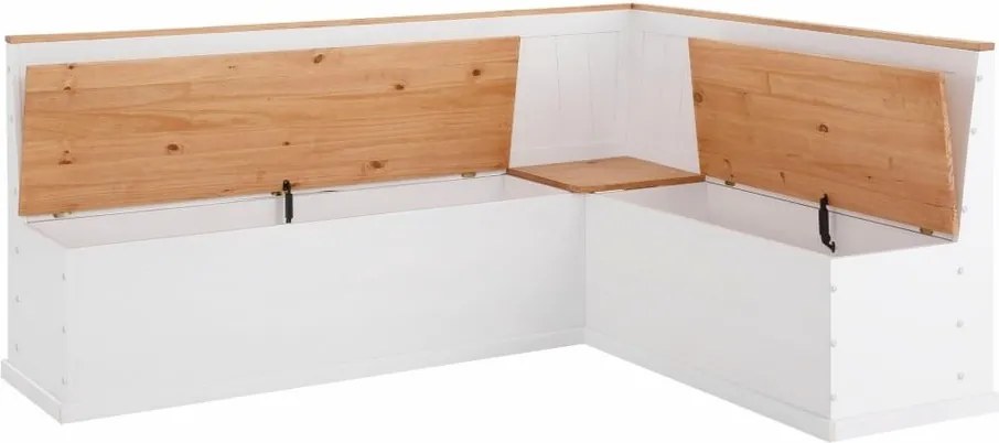 Bancă de colț variabilă din lemn masiv de pin Støraa Silas, alb