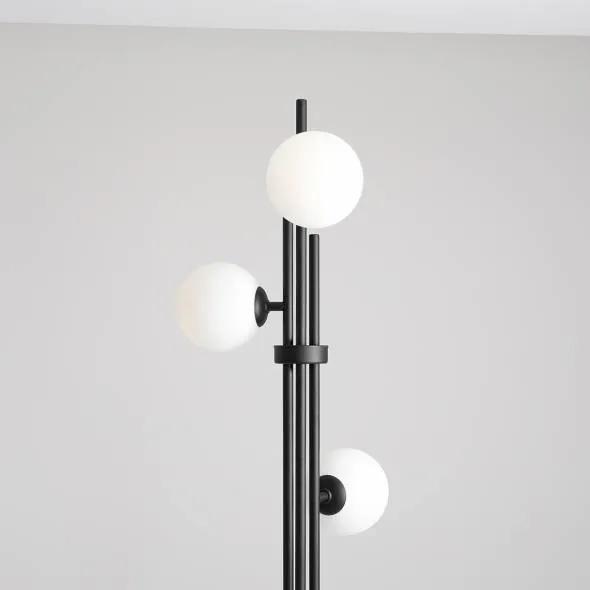 Lampadar modern negru liniar din metal cu globuri Harmony