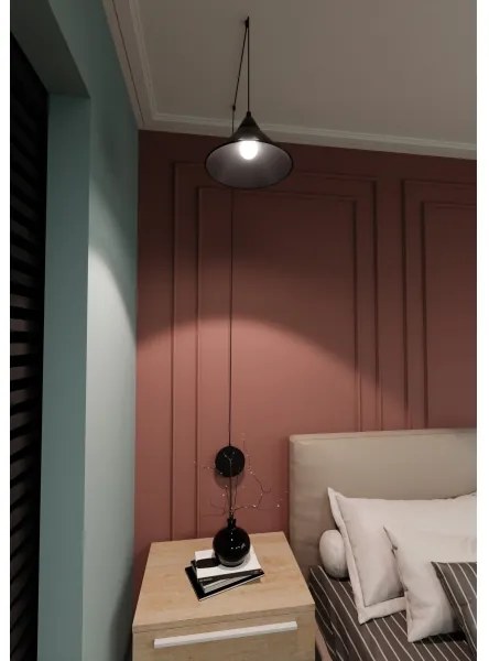 Lustră pe cablu ABRAMO 1xE27/15W/230V negru