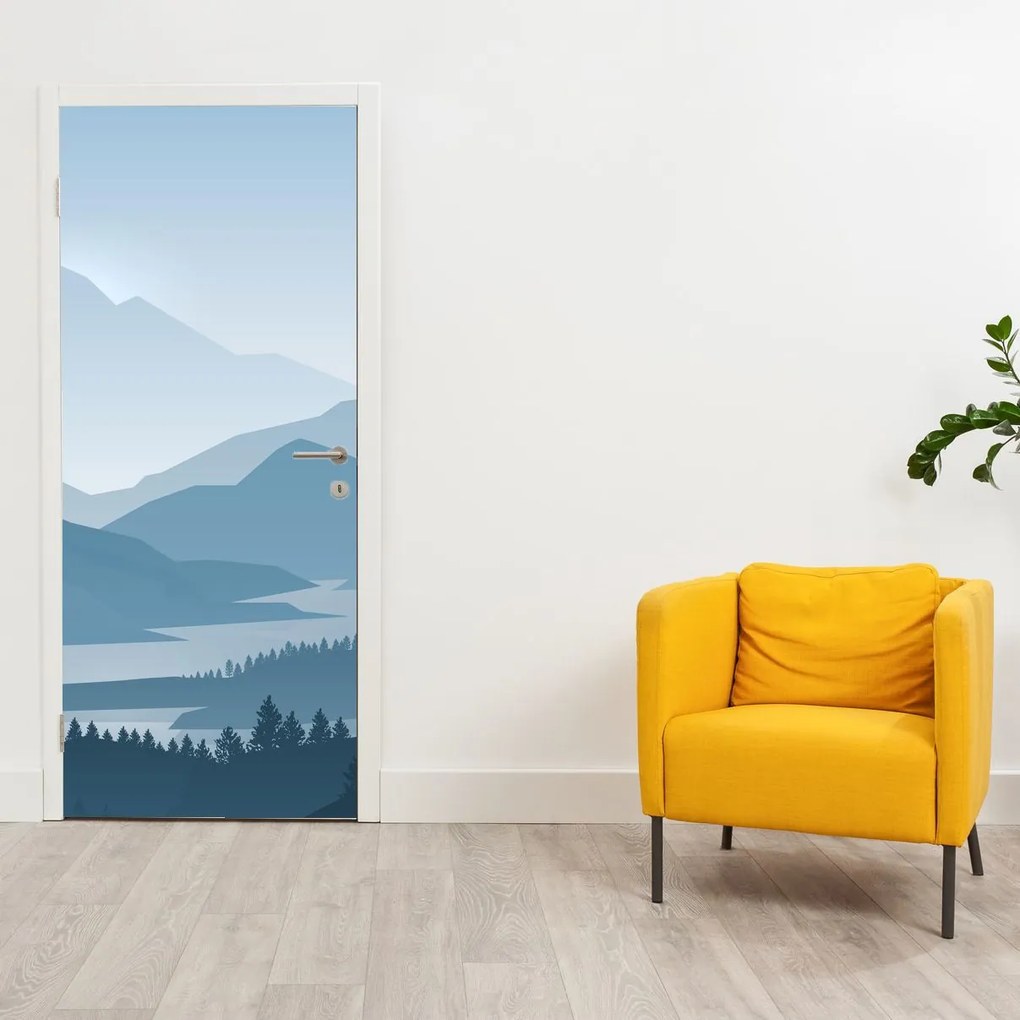 Fototapet pentru ușă - Peisaj montan - grafică (95x205cm)